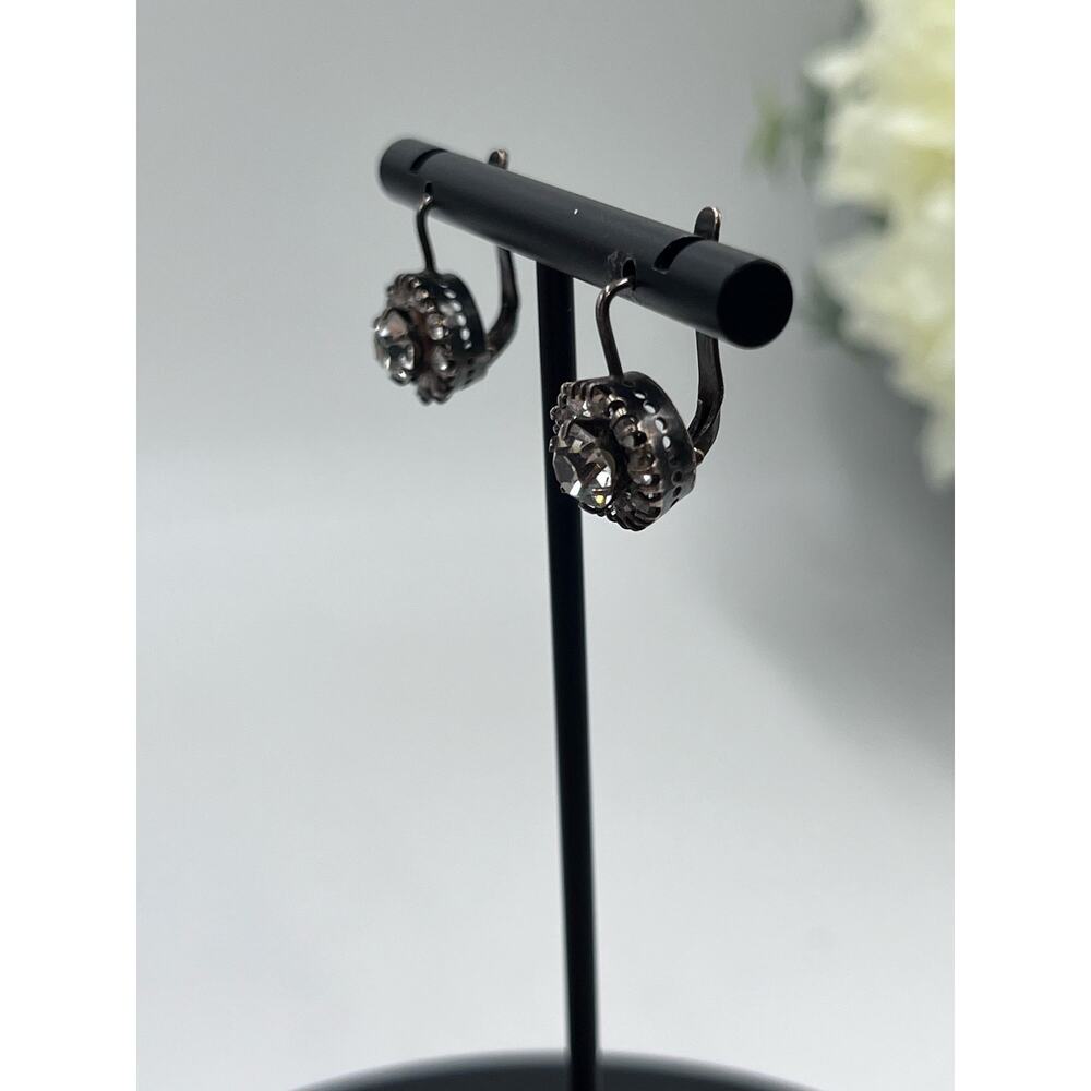 Vintage USSR Gilt 21k Gold Soviet Sterling Silver 875 Rock Crystal‎ Earrings - Picture 13 of 16